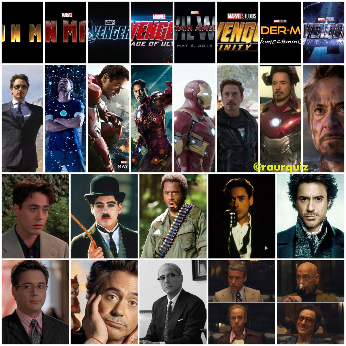 raurquiz's tweet photo. #HappyBirthday @RobertDowneyJr #RobertDowneyJr #actor #TonyStark #Ironman #avengers #ageofultron #CaptainAmerica #CivilWar #infinitywar #spiderman #homecoming #endgame #fantasticfour #firstteps #Oppenheimer #TheSympathizer #sherlockholmes #AGameofShadows #chaplin #allymcbeal https://t.co/oUj7Je75v4