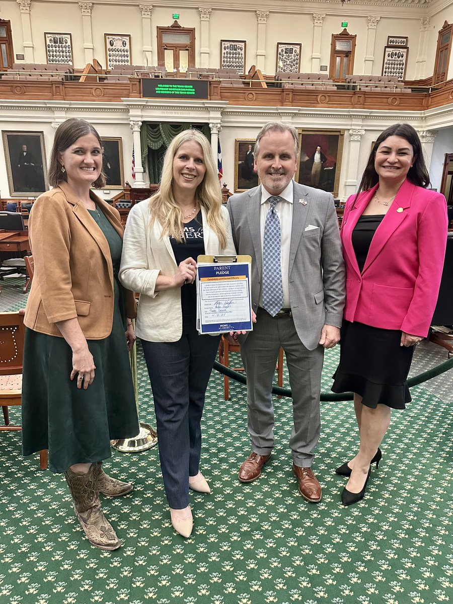 M4LWilCoTX's tweet photo. Thank you @SenBryanHughes for signing our @Moms4Liberty Parent Pledge and for hearing our testimony in FAVOR of the Texas Women’s Privacy Act in the Senate Committee on State Affairs #SB240 
@Moms4LibertyGC @drbone4tx @PerlaHopkinsTX @cslape https://t.co/4r7usE7Jtn