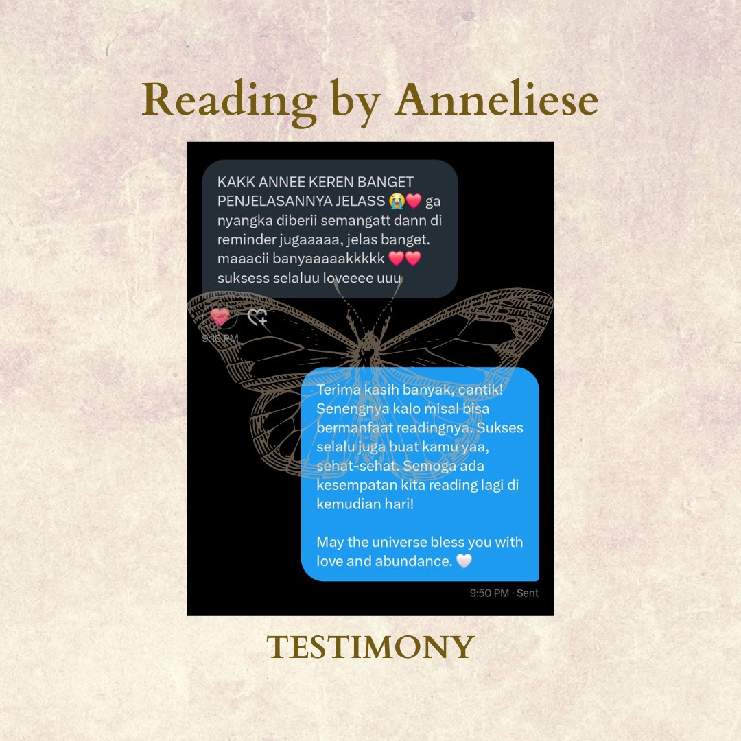 — 1. Testimony Reading by Anneliese

:: Makasih banyak yaa, udah mau reading sama aku! Sehat selalu 🤍 ::

🚨 DO NOT STEAL 🚨
This testimony belongs to Anneliese only.

t. testimoni jasa baca tarot reading
#zonauang #zonajajan #zonacuan #zonaba #tarotreading