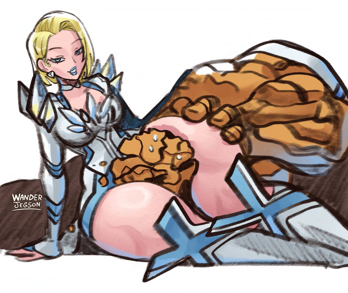 wanderjegson's tweet image. (Extremely Quick Sketch)
Emma Frost vs The Thing: