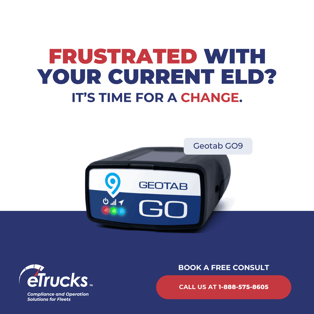 eTrucksIFTA's tweet image. Are you struggling with an unreliable ELD? 

Make the switch today: etrucks.com/eld

#eTrucks #Geotab #ELDSolution #FleetManagement #TruckingMadeEasy #ComplianceSimplified #Truckers #TruckingLife #FleetSolutions