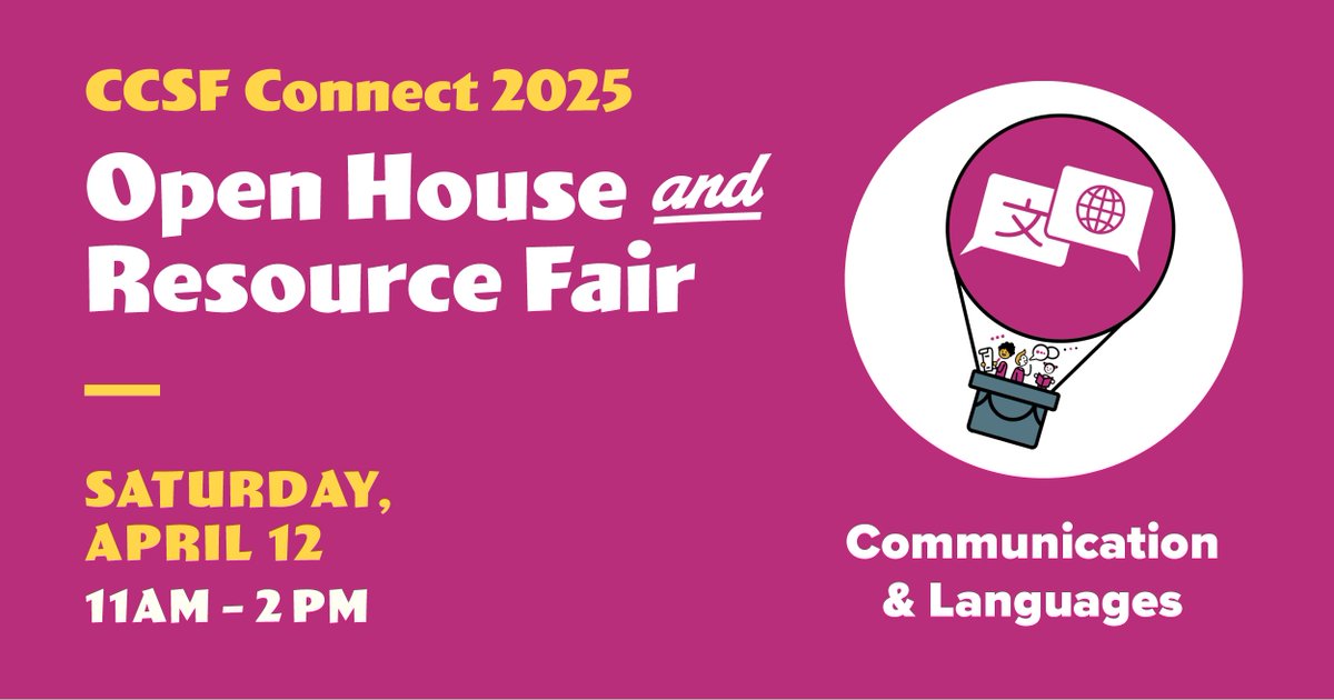 The Communication &amp; Language departments will be at CCSF Connect next Saturday to answer questions about a possible future in this sector. Don’t forget to register for the event today!  
bit.ly/CCSFConnect2025
