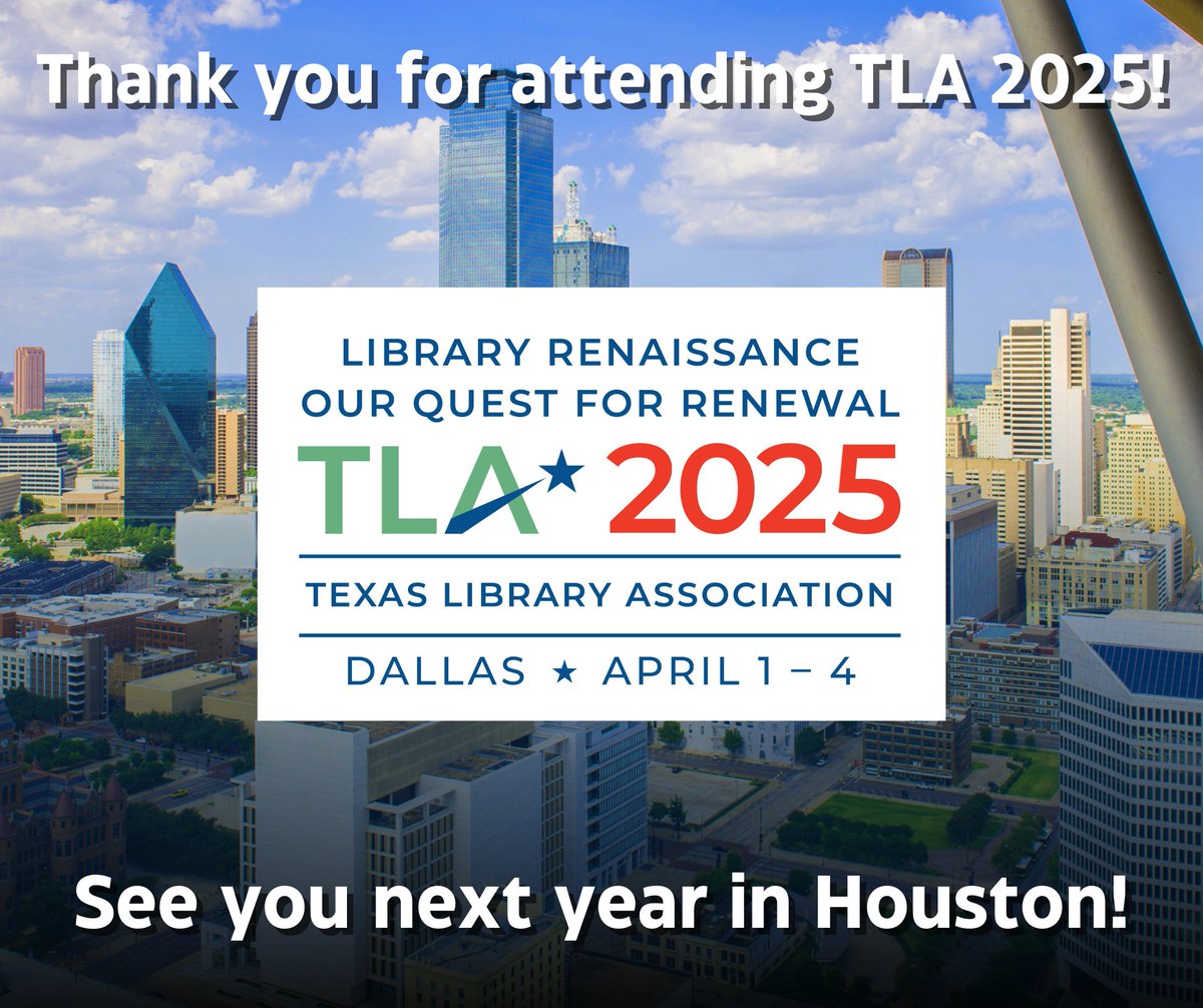 TXLA's tweet photo. Thank you for joining us at #TXLA25 for our Library Quest for Renewal! We hope it was an enriching experience for all attendees. See you next year for more learning and collaboration! 📚 #TXLA26 (Photo by: Visit Dallas) https://t.co/hnz1K4ZXgm