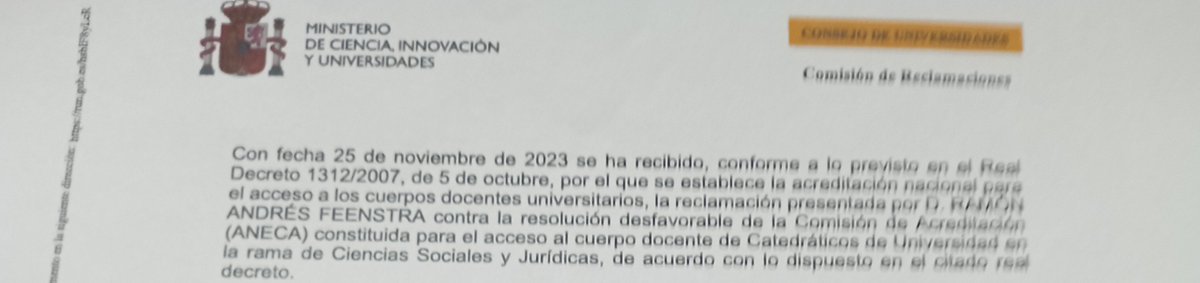 En julio 2023 me llegó la evaluación negativa de acreditación a la figura de catedrático con un informe repleto de errores. Hoy me ha llegado la rectificación tras haber reclamado al consejo de universidades. 
Muy feliz con el desenlace y de poder decir que estoy acreditado!!!