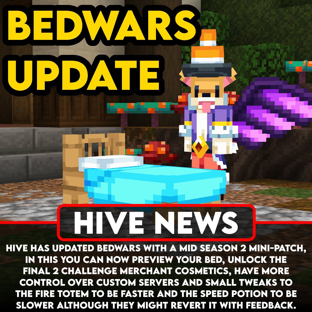 ShorkieGames's tweet photo. NEW HIVE BEDWARS UPDATE
This involves previewing your bed design, small tweaks and more.
https://t.co/0oGLimt8Es https://t.co/1AcFMxwn9K