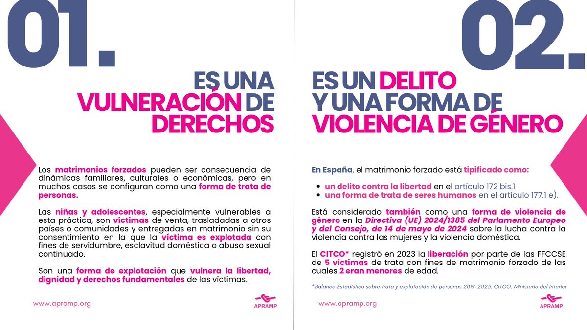 APRAMP's tweet photo. ❌ Los #matrimoniosforzados son una forma de trata y violencia de género.
📌Es imprescindible visibilizar esta realidad y reforzar el compromiso de la sociedad y las instituciones en su erradicación.
🔎 Más info 👉 https://t.co/iCnnSeq64v https://t.co/kT83SehtB2