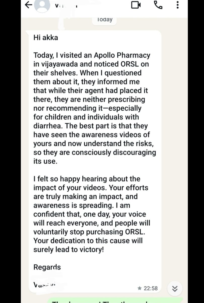 I felt so good when I read this! Together, we can make it happen! No stepping back at this point! ORS is a medicine, and only WHO recommended formula is the right one. If you are buying sachets, make sure you mix 4.2 grams one in 200ml water, and 21 grams one in 1itre water. You