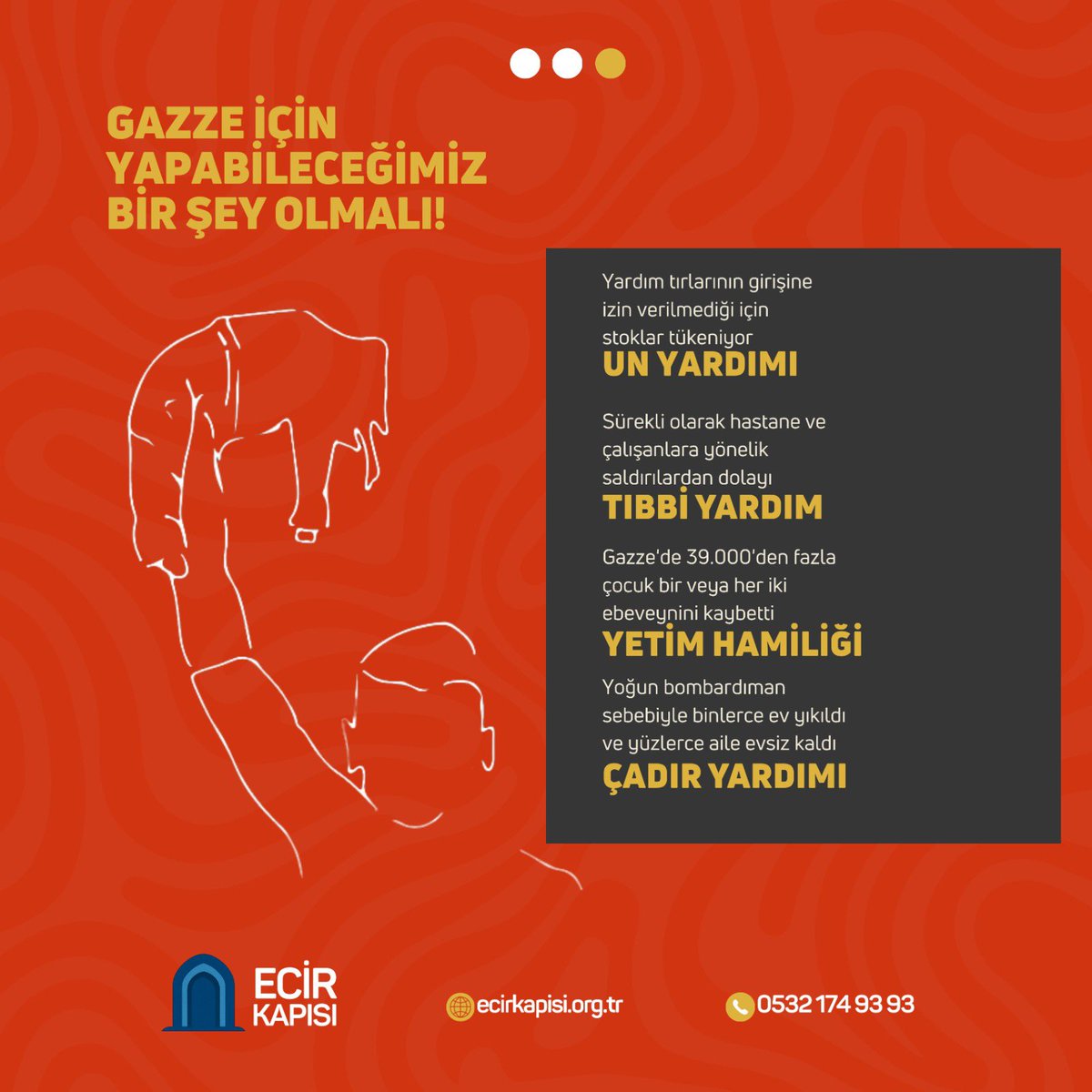 Gazze'deki saldırılar sonrası temel ihtiyaçlar büyük ölçüde tükendi. Su, gıda, ilaç... Her şey eksik. 
Bu eksikleri birlikte tamamlayabiliriz.🕊️

🌐 Online Bağış:ecirkapisi.org.tr/gazze-acil-bag…
📞 Detaylı Bilgi:0532 174 93 93

 #NoFlourinGaza