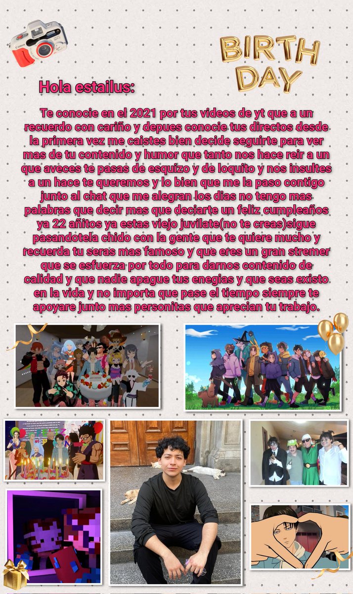 stargirl1840's tweet photo. Aqui esta mi tarjeta de cumpleaños para el patron que espero te gustelo hice con cariño no es mucho pero es algo❤️
#FelizCumpleTailus #22AñosDeEstailus #EstailusBirthday #EstailusBDay https://t.co/FpwLm3mXqT