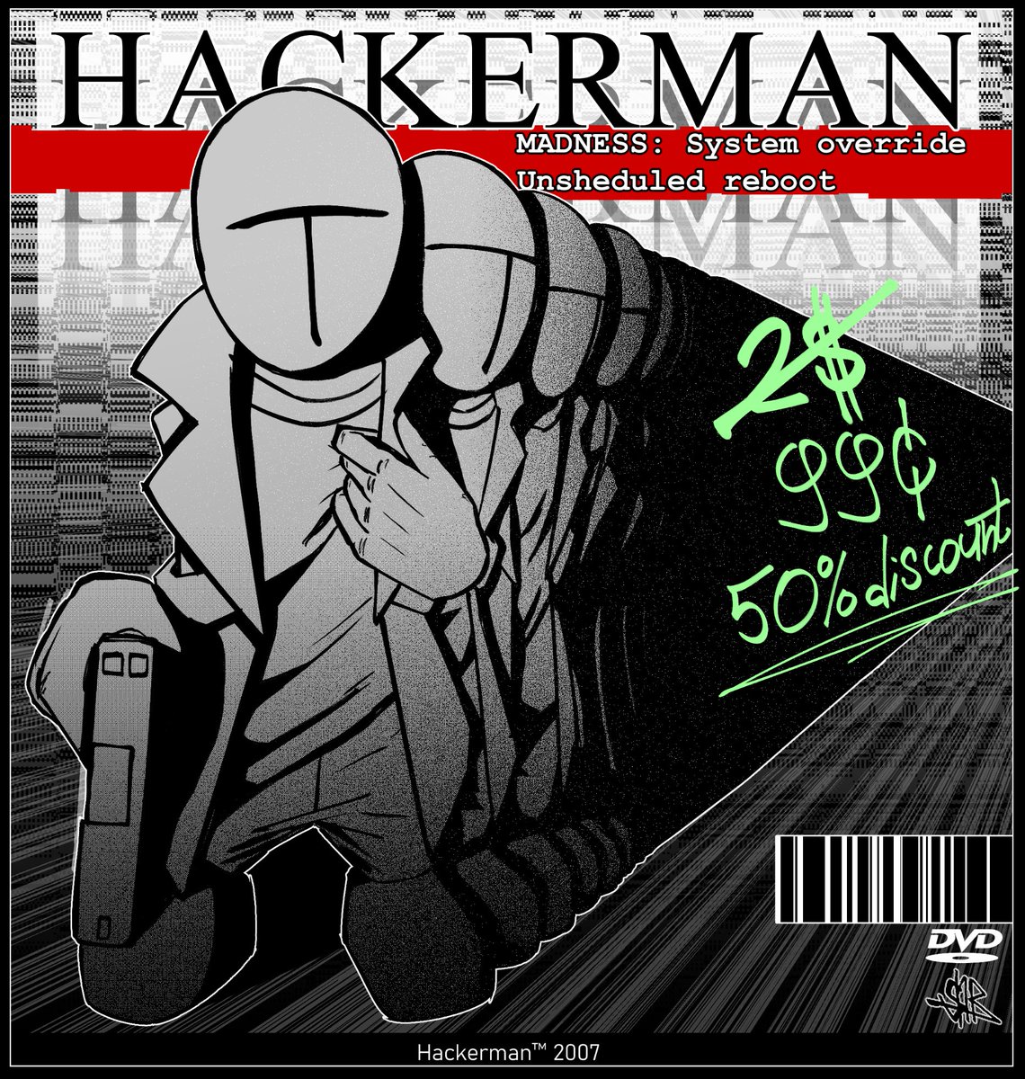 SSSHIRHANXN's tweet image. Hackerman coming on DVD 01/04/2007
(also big thanks to @mewraoo for real life adaptation)
#madnesscombat #hackerman