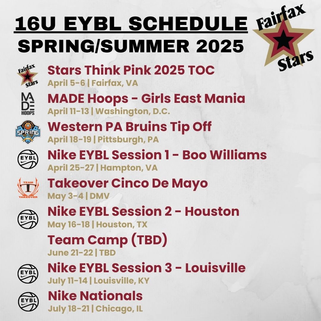 Fairfax Stars 16U EYBL (@fxstars16eybl) on Twitter photo Here is the official roster & schedule for the 2025 Fairfax Stars 16U EYBL team!!
Coaches please reach out for more information!!
<a href="/ScottAllenBBALL/">Scott Allen Basketball Unlimited</a> <a href="/nholler12/">Nick Holler</a> <a href="/CoachIvanJones1/">CoachIvanJones1</a> <a href="/FairfaxStars/">Fairfax Stars</a> Here is the official roster & schedule for the 2025 Fairfax Stars 16U EYBL team!!
Coaches please reach out for more information!!
<a href="/ScottAllenBBALL/">Scott Allen Basketball Unlimited</a> <a href="/nholler12/">Nick Holler</a> <a href="/CoachIvanJones1/">CoachIvanJones1</a> <a href="/FairfaxStars/">Fairfax Stars</a>