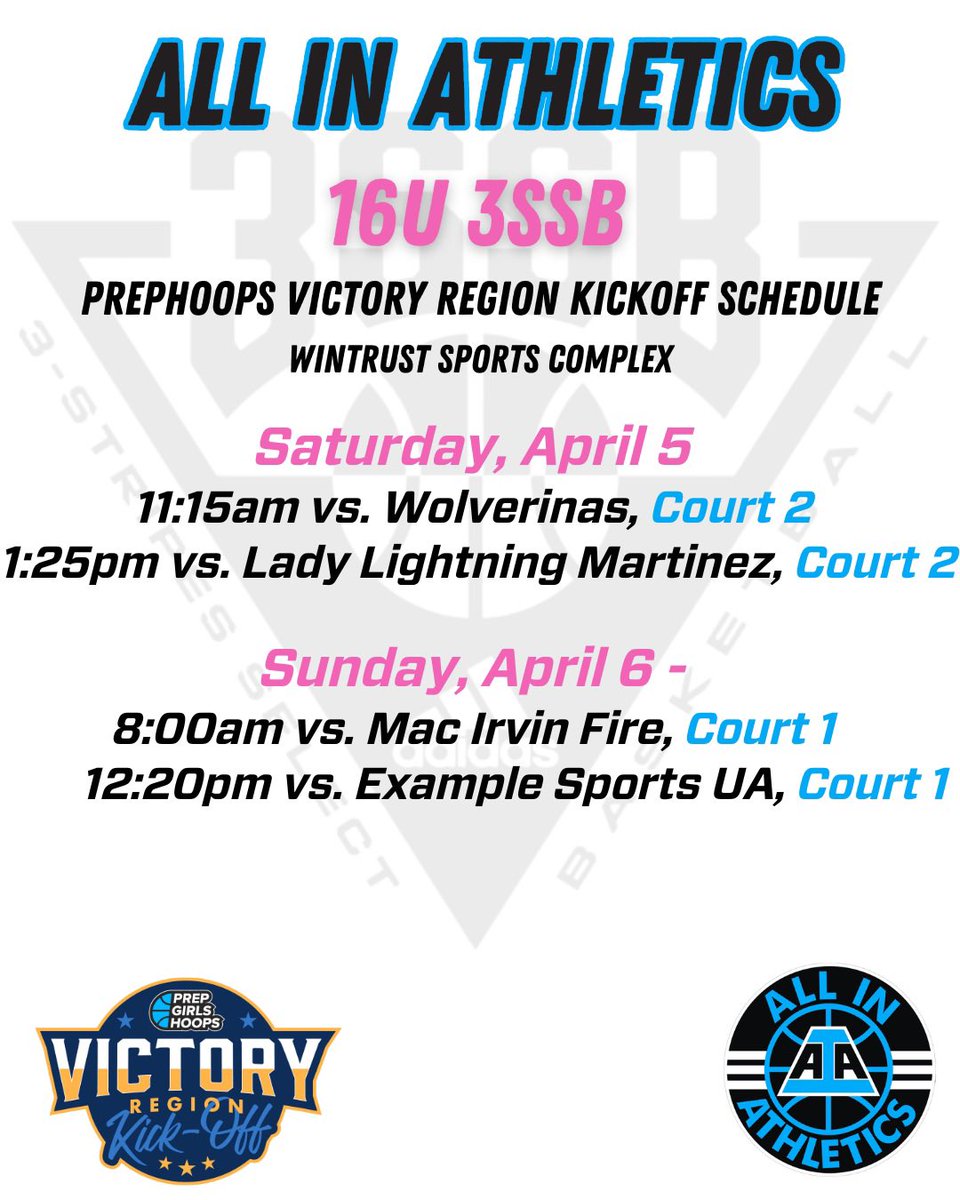 Ava Mersinger (@avamers2027) on Twitter photo Canāt wait for a great weekend of basketball. Here are my game times and courts! Letās go @aiaelitegirls!!
<a href="/3SSBGCircuit/">3Stripes Select Basketball Girls Circuit</a> <a href="/BenetGBB/">Benet Girls Basketball</a> <a href="/aiathletics/">ALL IN Athletics</a> <a href="/pgh_lisa/">PrepGirlsHoopsLisa</a> <a href="/PGHByron/">Byron Xerxes Livsey</a> <a href="/PGHIllinois/">Prep Girls Hoops Illinois</a> #3SSBGirls Canāt wait for a great weekend of basketball. Here are my game times and courts! Letās go @aiaelitegirls!!
<a href="/3SSBGCircuit/">3Stripes Select Basketball Girls Circuit</a> <a href="/BenetGBB/">Benet Girls Basketball</a> <a href="/aiathletics/">ALL IN Athletics</a> <a href="/pgh_lisa/">PrepGirlsHoopsLisa</a> <a href="/PGHByron/">Byron Xerxes Livsey</a> <a href="/PGHIllinois/">Prep Girls Hoops Illinois</a> #3SSBGirls