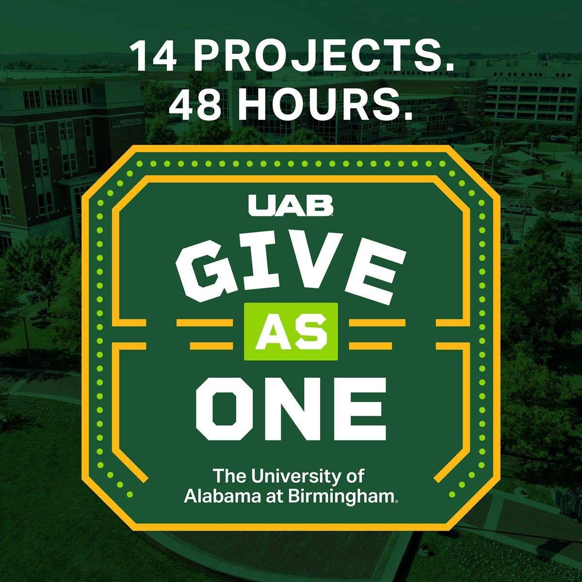 🐲 Give As One is still going strong! #GiveAsOne and
support Suit Up Collat to help us hit our target! 💚 go.uab.edu/4lbFg69