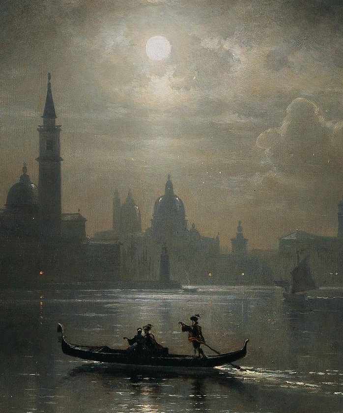 _ArtMuseum's tweet photo. Venice, Full Moon over Santa Maria Salute, by Karl Heilmayer (1829-1908) https://t.co/Ox6AJLhu09