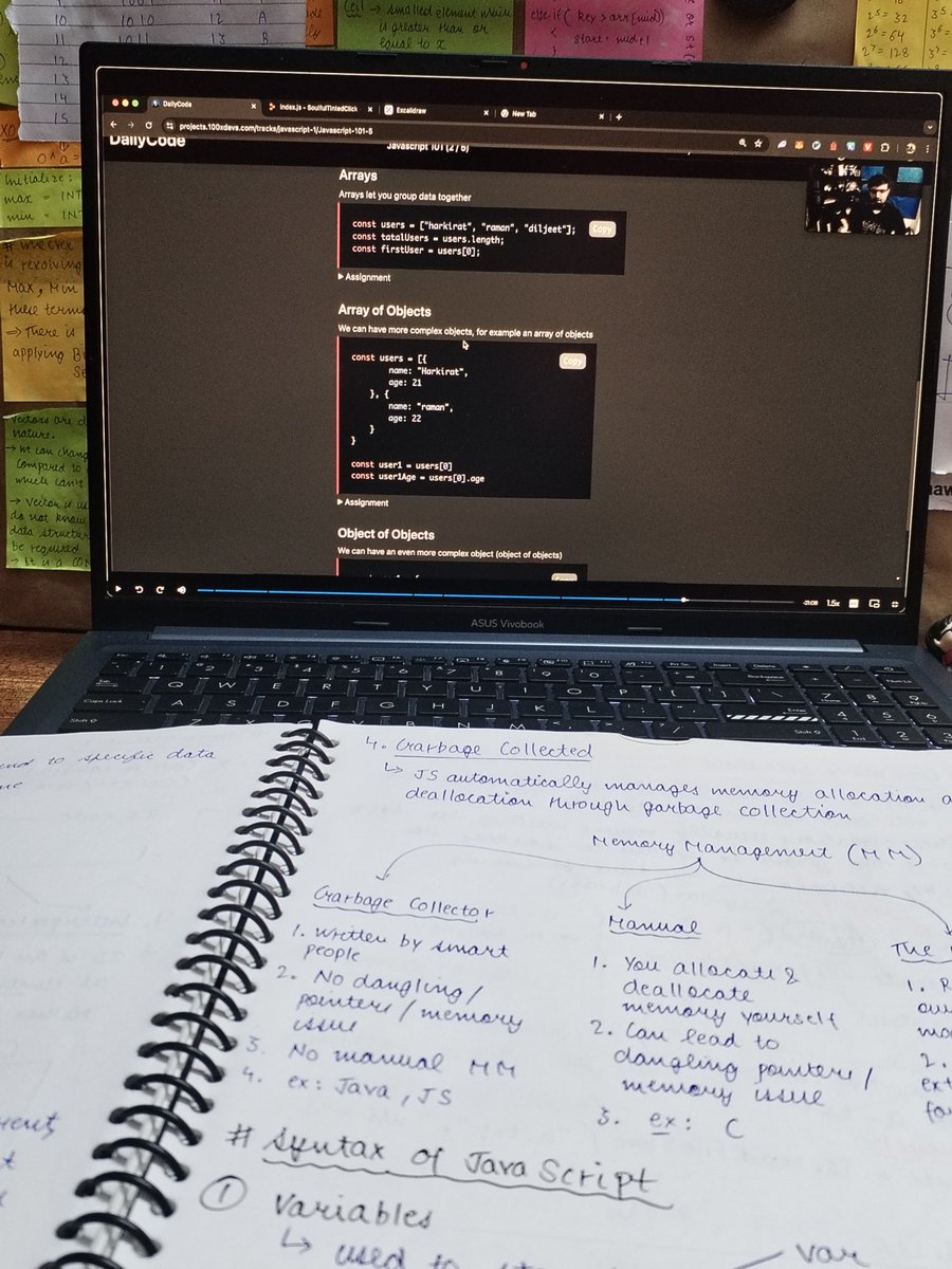 kaustavxg's tweet image. Day 2 of #50daysofcode 🔥
✔️ @kirat_tw video (lecture 1.2)
✔️ Read an article on LLM RAG Chatbot
✔️ Gym (Leg day 😮💨)
Aj ke liye bas itna hi, time to do it again tomorrow! 🚀
#WebDevelopment #CodingJourney #gym #javascript
