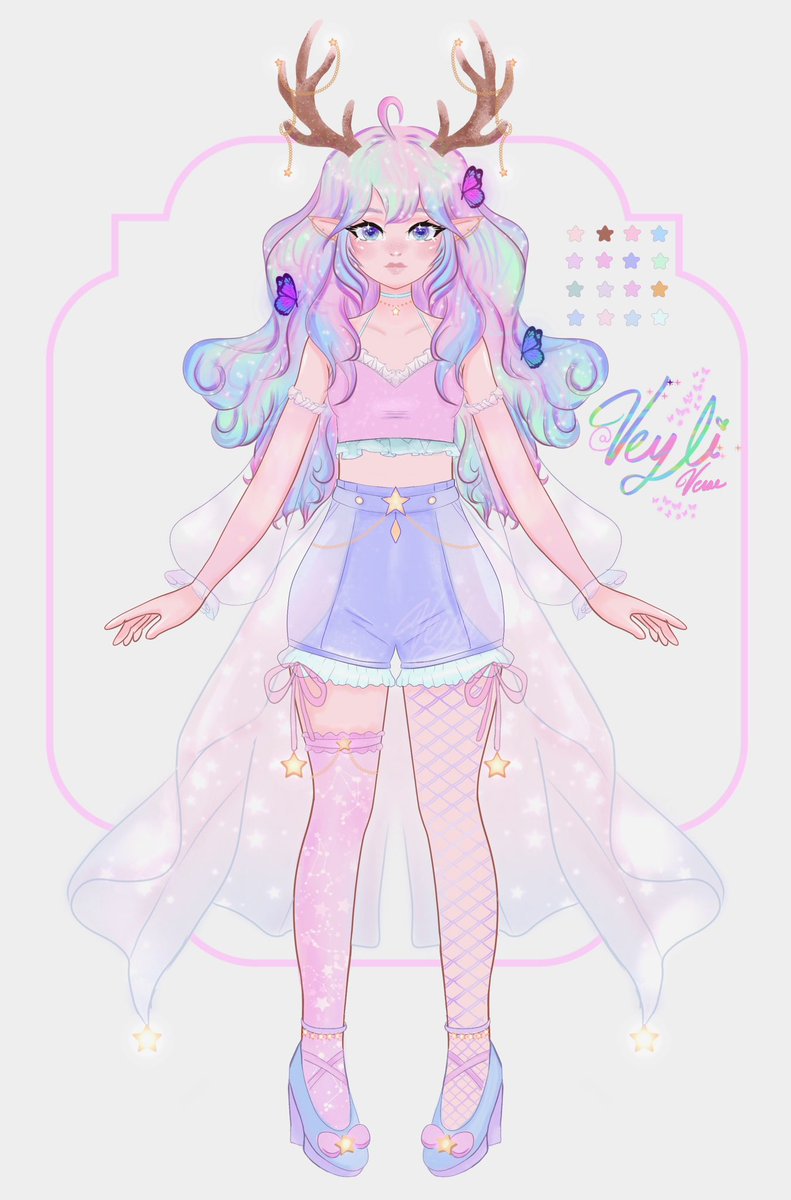 I did it! I finished my design! Took me forever but here’s a look! I’ve been working on making her soft and ethereal, with all these delicate pastel colors and little details that make her feel like she’s floating on air. I hope you like it. 🥺 💖💫

#VTuber #characterdesign #art