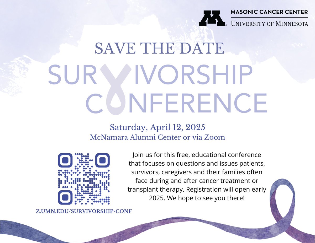 We're gathering on April 12 for the 2025 Survivorship Conference with special guest speaker Dr. Wendy S. Harpham, a physician-survivor who will share personal stories and offer insights and tips on how to find healing hope. 

survivorship.umn.edu/our-events/can…