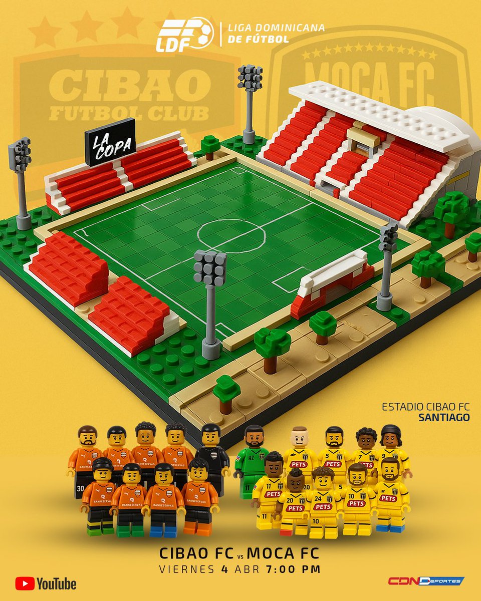 LDFcomdo's tweet photo. ¡Clásico modo LEGO! 𓏠𐦂𖨆𐀪𖠋

Nos vemos hoy en el estadio de Cibao a las 7:00pm ⏰ También puedes disfrutar de nuestra transmisión en vivo por @CDNDeportesRD y el canal de YouTube LDF ⚽️

¡Vamos con todo!🙌🏻

#Ldf #Ldf2025 https://t.co/cmq7u6wSbN