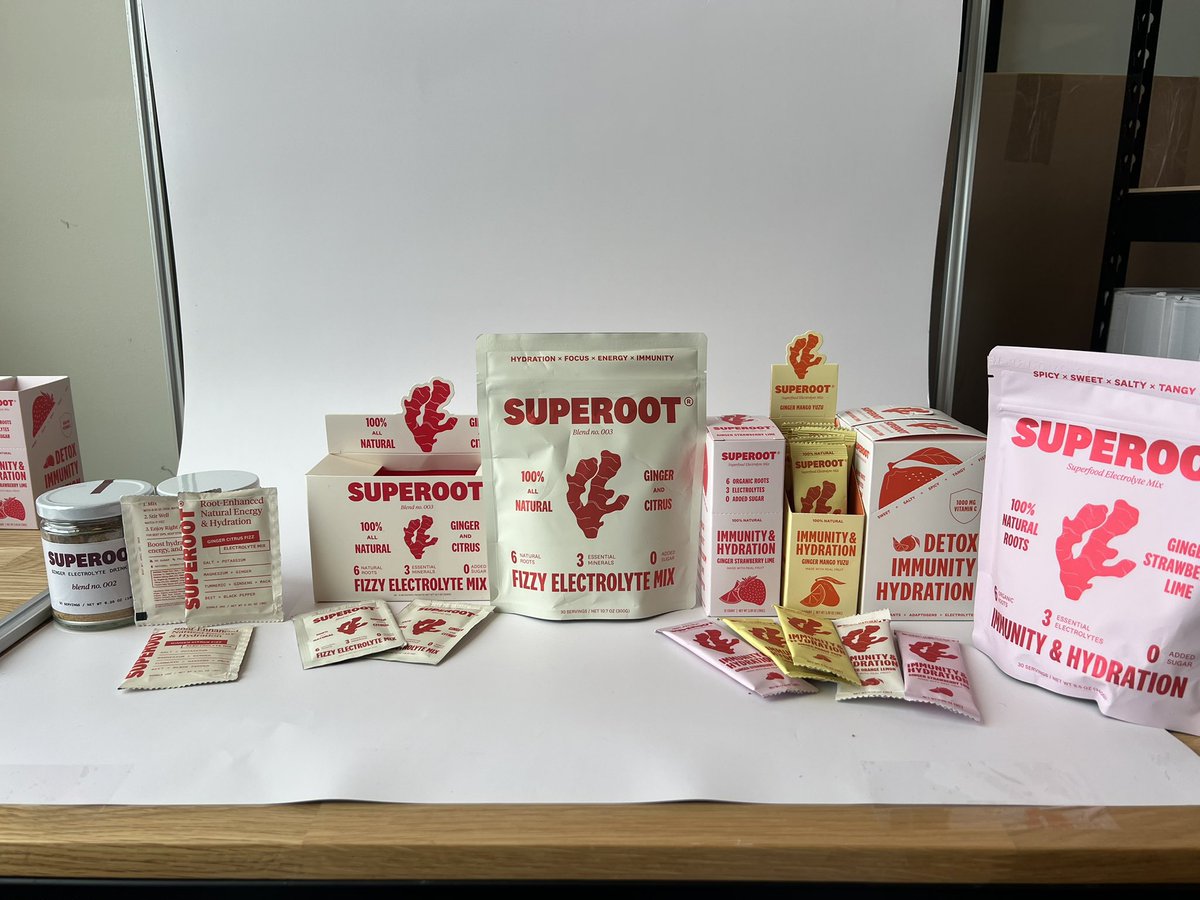 nathanael_smith's tweet image. Spring cleaning at the @drinksuperoot office had us looking back.
Here’s every version of packaging we launched to customers over the past 12 months.
Not pictured: the HUNDREDS of design directions we explored — from full rebrands to tiny tweaks — and the dozens of packaging…