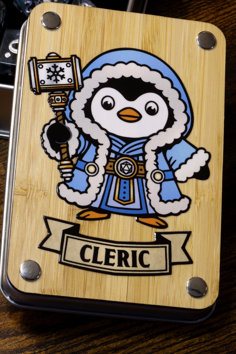WizardsVaultArt's tweet image. Our newest dice box: 🐧✨ Cleric Penguin – ready to heal your party and chill your enemies.
Complete with fluff, frost, and divine vibes. ☃️🔨💙
#dnd #ttrpg #dicebox #penguins etsy.com/shop/TheWizard…