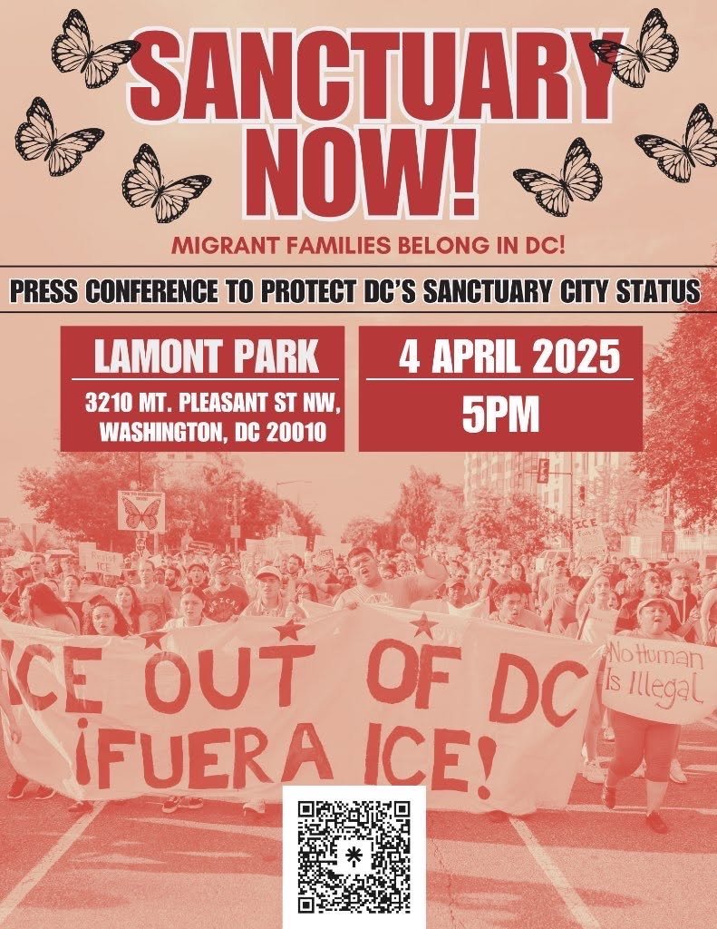 Please join the WTU for a rally today, Friday, April 4th, at 5:00 pm at Lamont Park (3258 Mt Pleasant St NW) to support of our migrant families. If you plan on attending, please contact our WTU Organizer, Mike, at 202-957-1782. To show solidarity, please wear your red WTU t-shirt