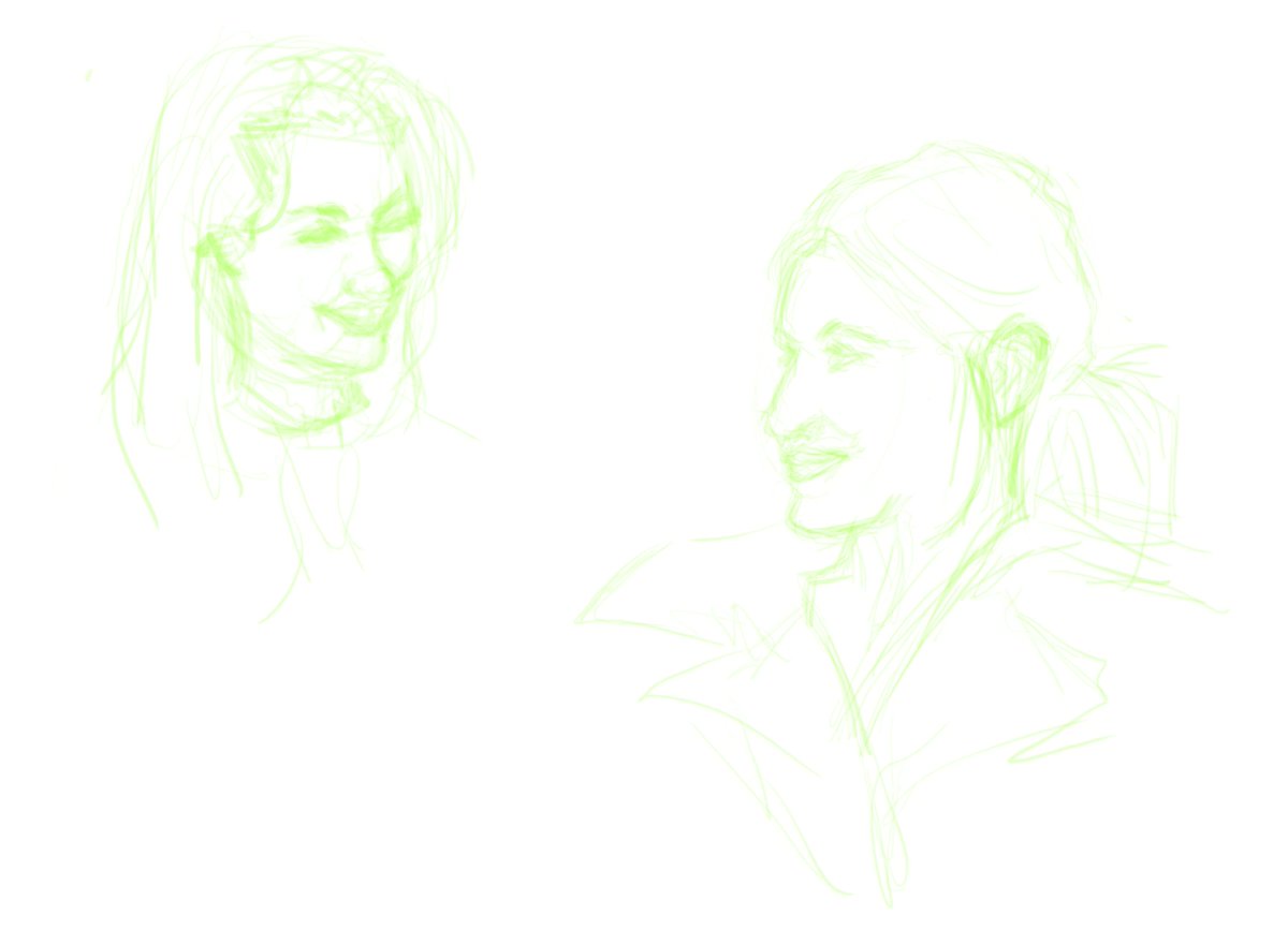 Trying to sketch these 2 from refs to get a hang of their shapes. Balancing doing this with what I want from an actual piece is so hard for meeee

#AgathaAllAlong