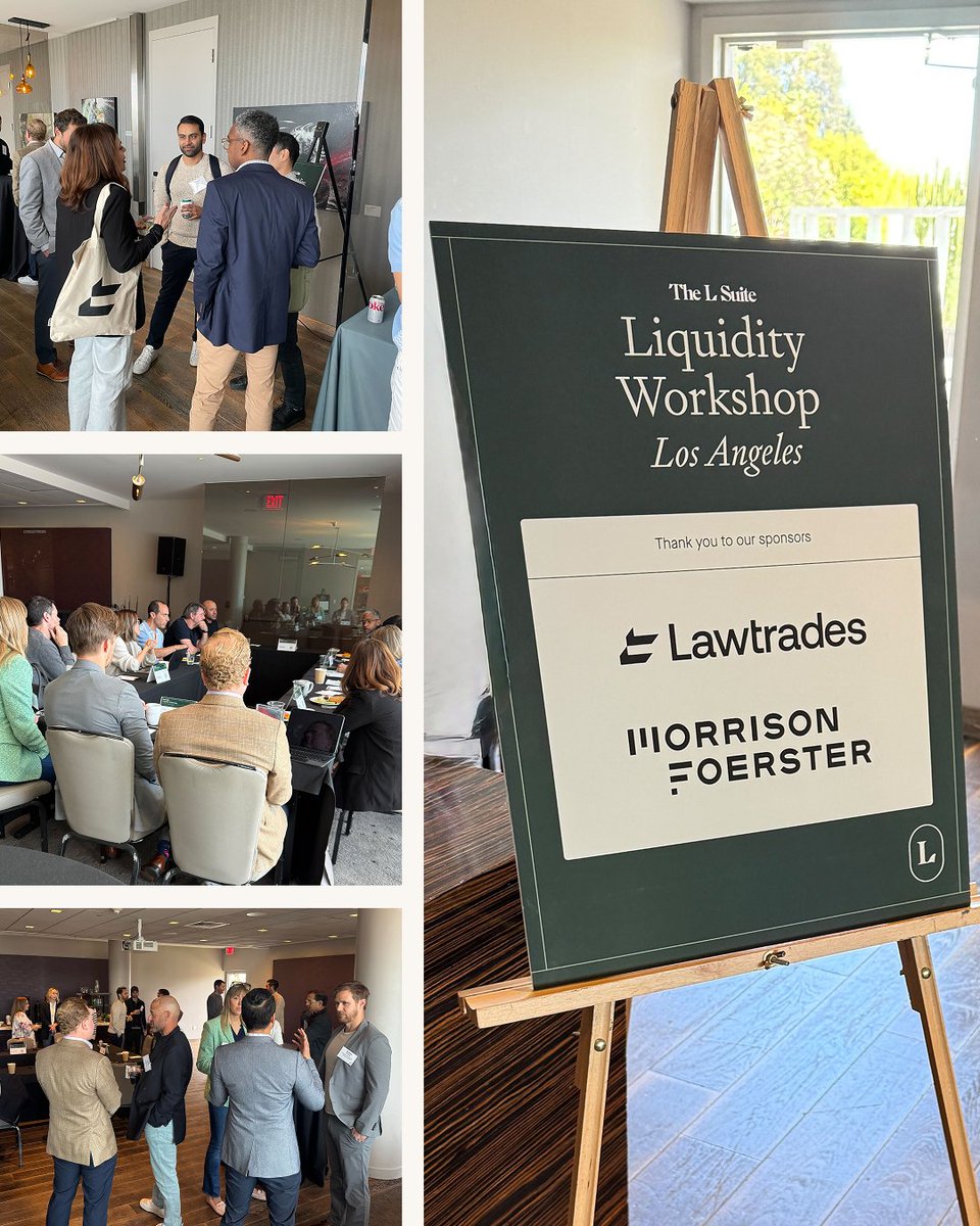 Just wrapped an amazing LA Liquidity Workshop!

Our co-founders <a href="/R44D/">Raad</a> and <a href="/AshishW203/">Ashish Walia</a> represented Lawtrades, with Raad co-leading a roundtable on PE vs strategic buyers in M&amp;A.

The GC/CLO insights were 🔥

Collaboration like this shapes the future of legal work.