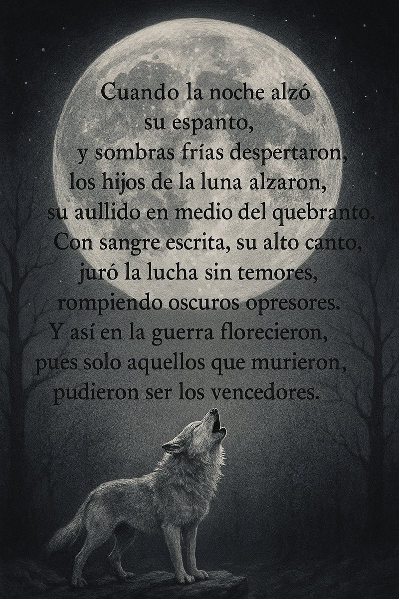 PosadaDeLahur's tweet photo. Les presento el poema que comenzará una nueva aventura. Esta vez bajo la guía de la luna y con su protagonista nada más apoyada por el instinto. Dentro de poco comenzaré a publicar el borrador en #Wattpad
¿Quieres formar parte de una batalla sin precedentes? ¡Quédate atento! https://t.co/aDxWnkiUJ7