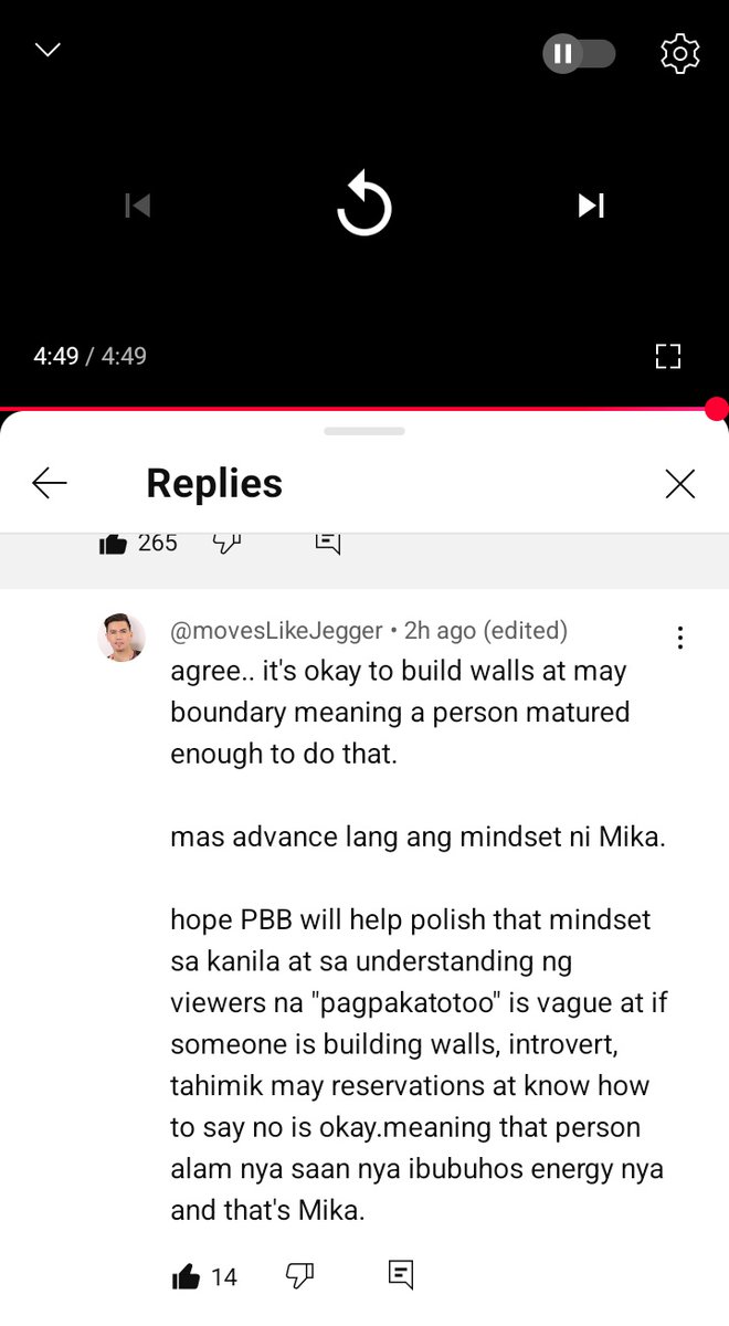 honeydew_wp's tweet photo. found this very meaningful comment on pbb yt. natumbok niya yung opinion ko about mika, we can be true to ourselves and others without letting our bad side show and that’s called maturity and self-control. mika has past trauma, and people should understand that.

#PBBCollabFlags https://t.co/vEULVdGiYf
