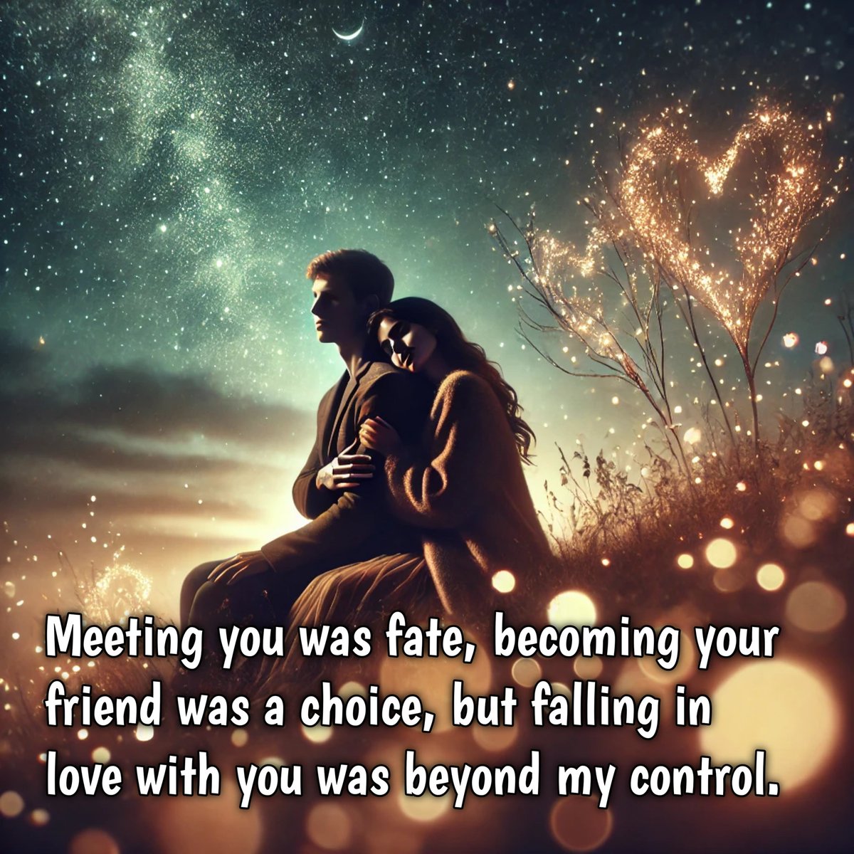 Meeting you was fate, becoming your friend was a choice, but falling in love with you was beyond my control.