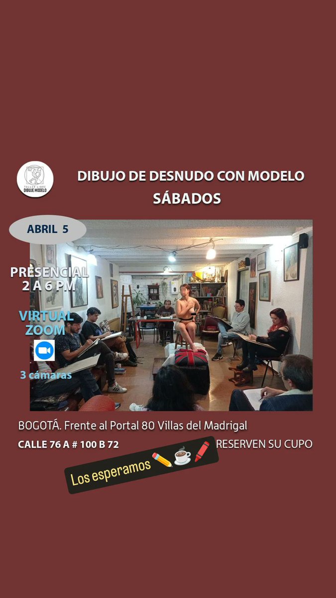 DIBUJEMODELO's tweet photo. Sábados con modelo. Dibujo de desnudo #taller #dibujo #modelo #nudeart #drawing #whorkshops #zoom #inlive https://t.co/IujVh3fvJm