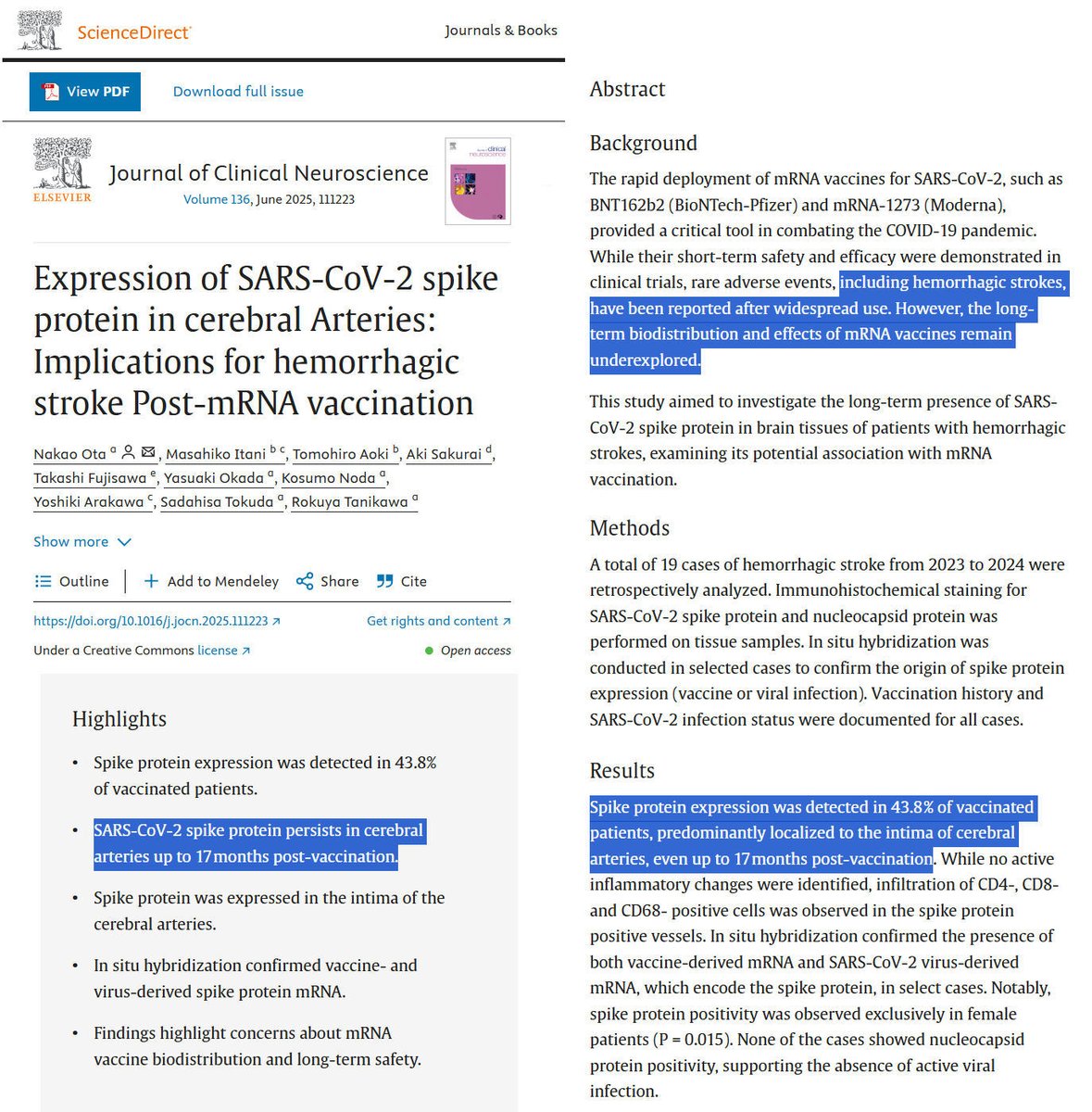 MakisMedicine's tweet image. BREAKING NEWS: Japanese researchers discover COVID-19 mRNA Vaccine spike protein damages blood vessels for up to 17 months!

I have repeatedly written articles about Pfizer and Moderna COVID-19 mRNA Vaccines damaging blood vessels and causing aneurysms, brain bleeds and strokes.…