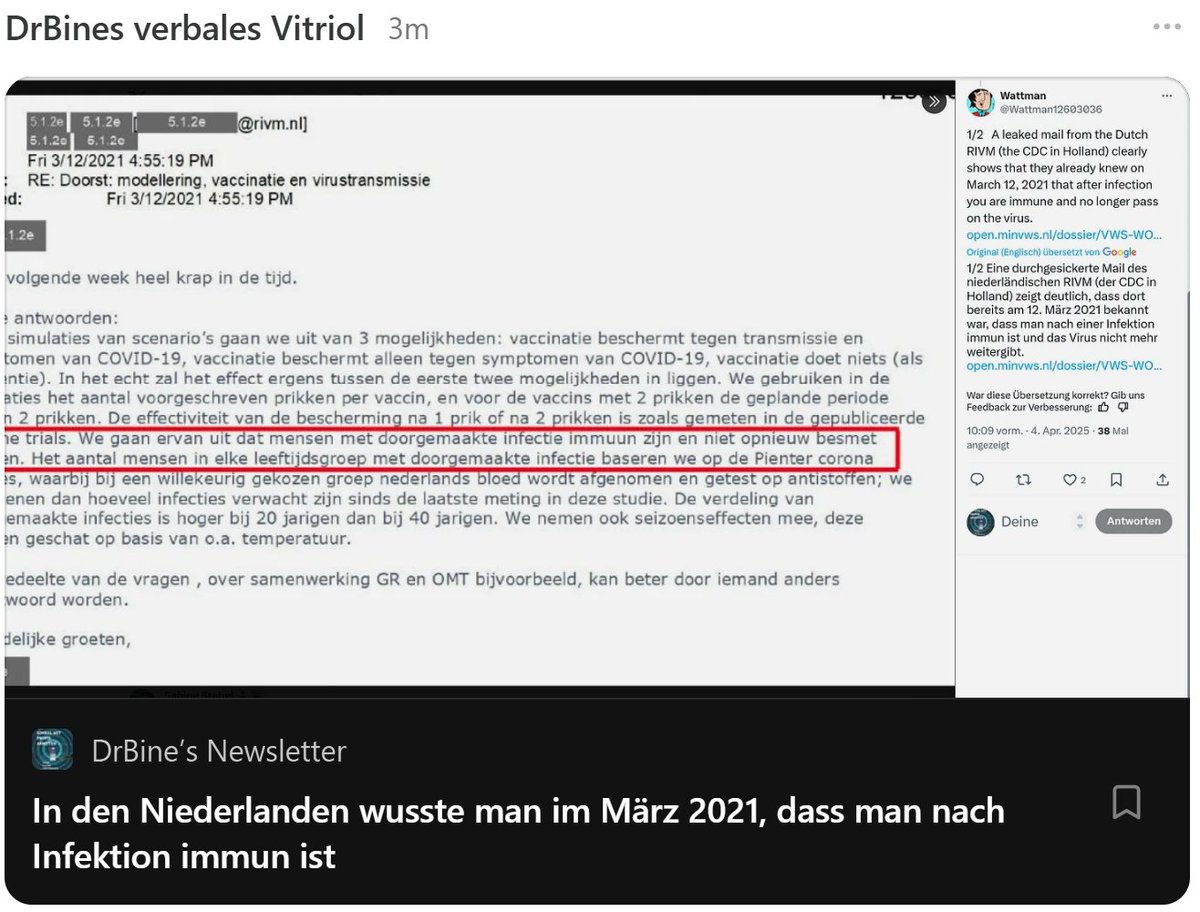 Die Niederländer scheinen nun auch ihre RKI-Files zu haben. Es scheinen EMail der Regierung herausgegeben worden zu sein, die Zeigen, dass auch die Niederländischen Politiker entgegen der wissenschaftlichen Datenlage Spaß daran hatten Menschen medizinisch zu tyrannisieren.