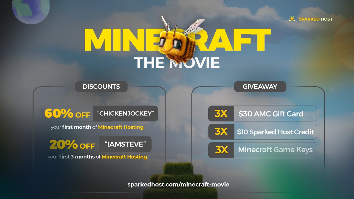 The Minecraft movie is here! 

Go to sparkedhost.com/minecraft-movie to enter a $200 giveaway and save up to 60% off your Minecraft hosting!