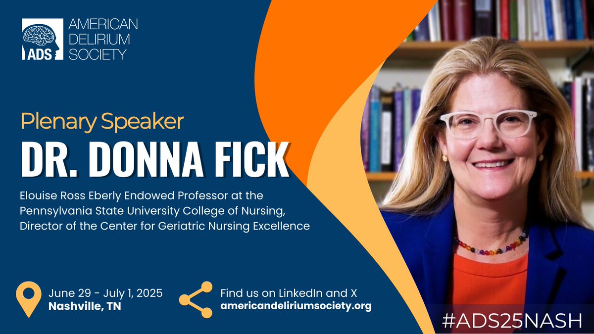American Delirium Society (@amerdelirium) on Twitter photo π Excited to announce <a href="/agilis/">Donna Fick, PhD, GCNS-BC, FAAN</a> Dr. Donna Marie Fick, PhD, RN, GCNS-BC, FAAN, as our #ADSplenaryspeaker! #ADS25NASH Don't miss out on her transformative insights! πβ¨ More details here: americandeliriumsociety.org/events/ads-conβ¦ π€π π Excited to announce <a href="/agilis/">Donna Fick, PhD, GCNS-BC, FAAN</a> Dr. Donna Marie Fick, PhD, RN, GCNS-BC, FAAN, as our #ADSplenaryspeaker! #ADS25NASH Don't miss out on her transformative insights! πβ¨ More details here: americandeliriumsociety.org/events/ads-conβ¦ π€π