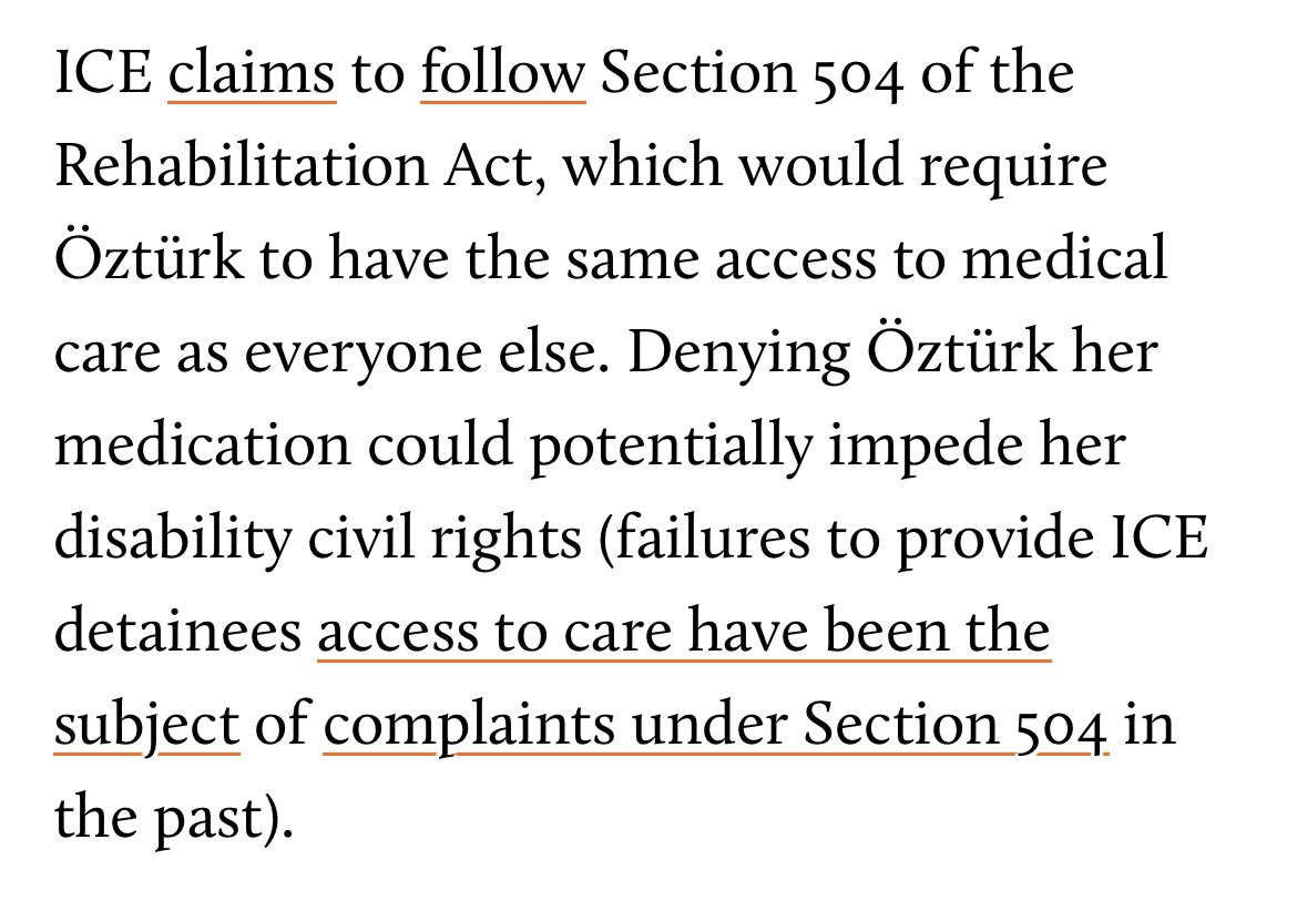 Withholding asthma medication is a violation of disability civil rights. Untreated asthma can lead to permanent airway damage, respiratory failure, and even death. Rümeysa Öztürk, a Tufts student detained by ICE, has been unable to access her inhaler for over a week.