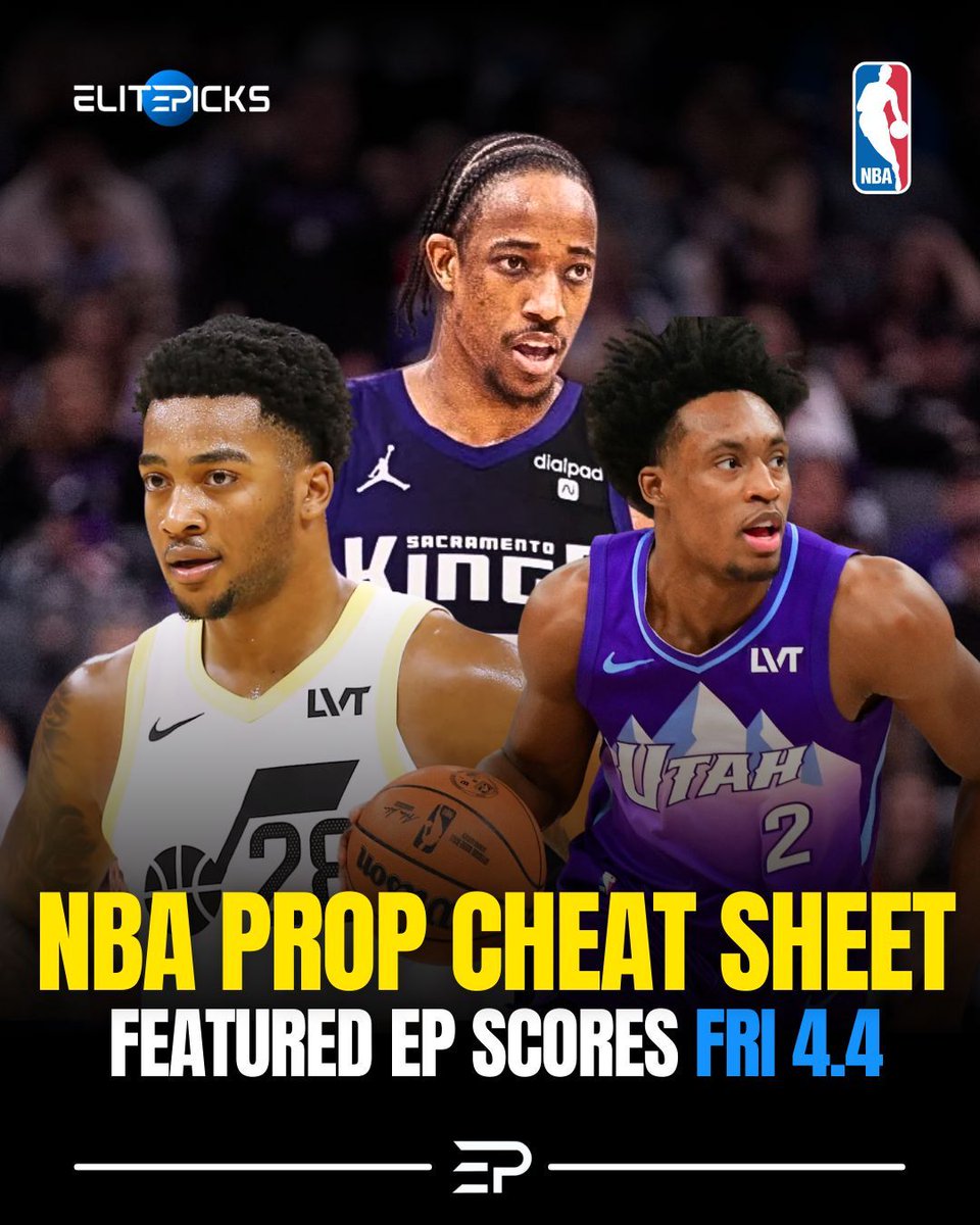 ElitePicksApp's tweet photo. NBA FRIDAY PROP CHEAT SHEET 🏀

Featured EP Scores from our model 🤖🧵⬇️ https://t.co/6Z3hq447uq