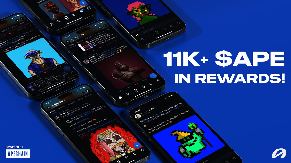 h00dofficial's tweet image. We've rewarded our holders with over 11,000 $APE worth of Apechain NFTs!

Since launching in February, our goal has always been to bring value to our community and to support the @apecoin ecosystem. 

To get involved, simply keep your Brotherh00d NFT(s) delisted, and they will