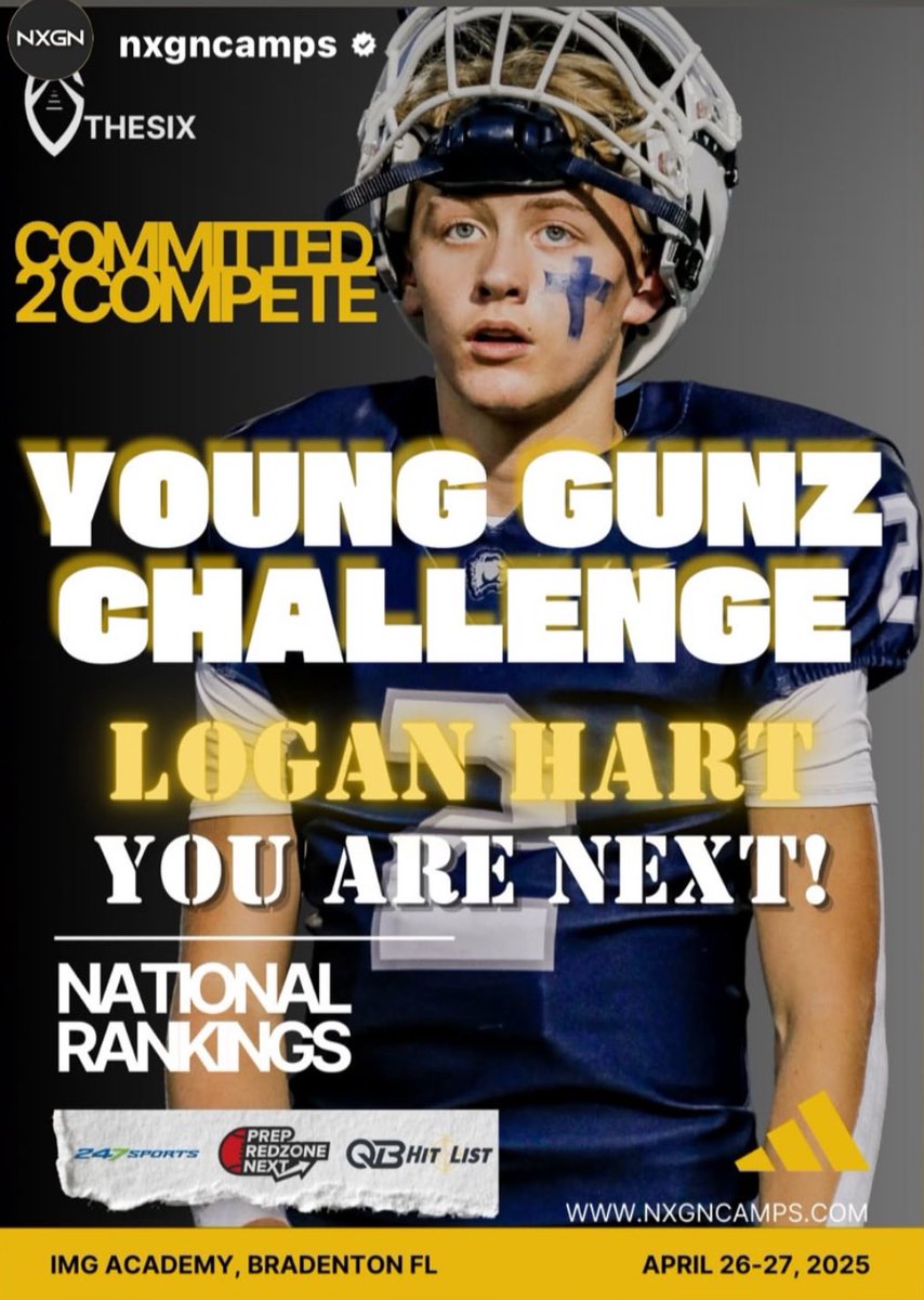 Jon Hart (@wchart5) on Twitter photo Up next, it's the Young Gunz Challenge at <a href="/IMGAFootball/">IMG Academy Football</a>, brought to you by <a href="/QBHitList/">QBHitList.com</a>, <a href="/PrepRedzoneNext/">Prep Redzone 𝙉𝙀𝙓𝙏 🏈</a>, <a href="/247Sports/">247Sports</a> and <a href="/NxgnCamps/">NXGN Camps, Inc</a> in sunny Florida! Featuring the top 50 players in the class of '29. <a href="/Logan_Hart_QB1/">Logan Hart</a> and I are super excited for this opportunity. He’s been putting Up next, it's the Young Gunz Challenge at <a href="/IMGAFootball/">IMG Academy Football</a>, brought to you by <a href="/QBHitList/">QBHitList.com</a>, <a href="/PrepRedzoneNext/">Prep Redzone 𝙉𝙀𝙓𝙏 🏈</a>, <a href="/247Sports/">247Sports</a> and <a href="/NxgnCamps/">NXGN Camps, Inc</a> in sunny Florida! Featuring the top 50 players in the class of '29. <a href="/Logan_Hart_QB1/">Logan Hart</a> and I are super excited for this opportunity. He’s been putting