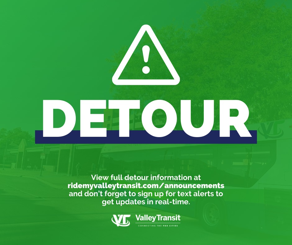 🚧 UPCOMING DETOUR: 🚧
Route 5 - North Oneida will operate on a detour due to the Morrison St. closure effective Monday, April 7th.

To view full detour information, including routes and stop closures, visit our announcement page at ridemyvalleytransit.com/announcements. 📲