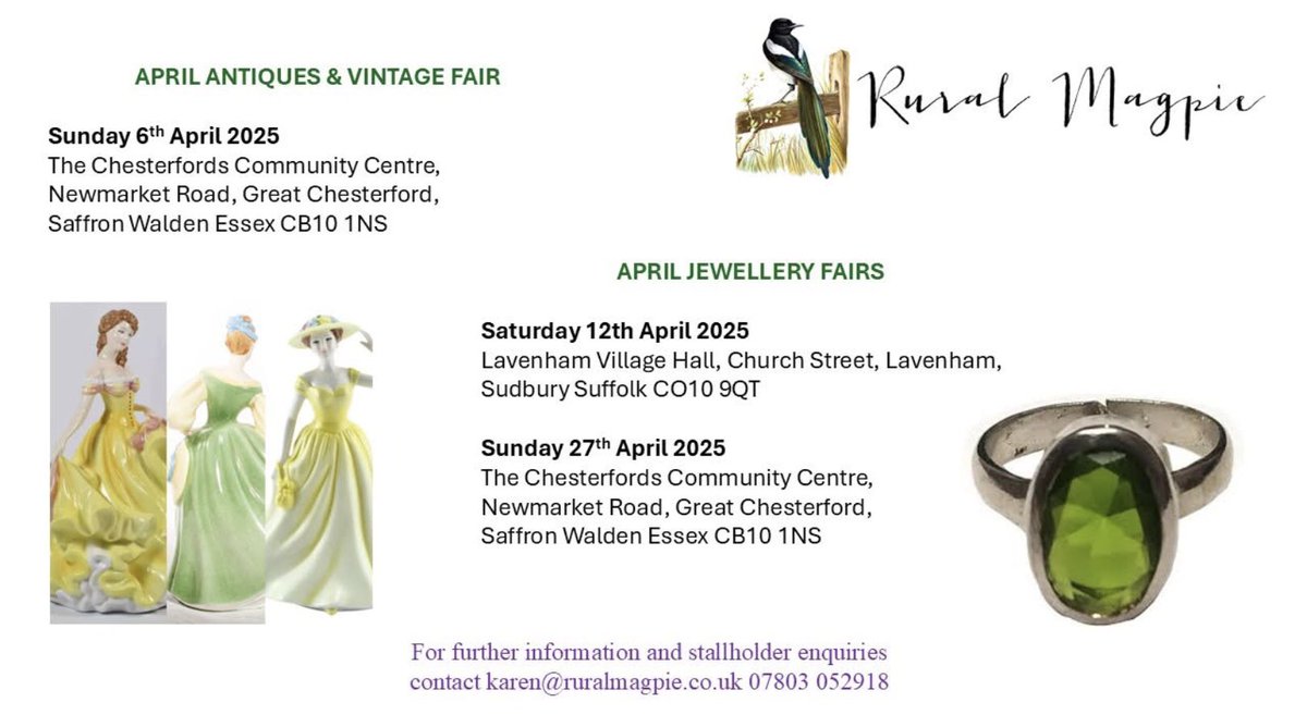 Our April Spring Fairs at Great a Chesterford a Essex and  Lavenham Suffolk