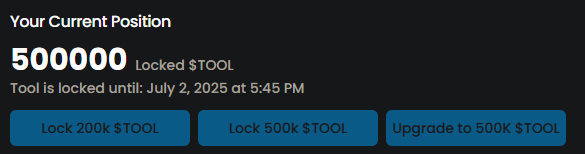 Tool Locking is now available on hub.cnft.tools!

Lock up your $TOOL for extra features (coming soon) and drips. 

That's not all... 🧵