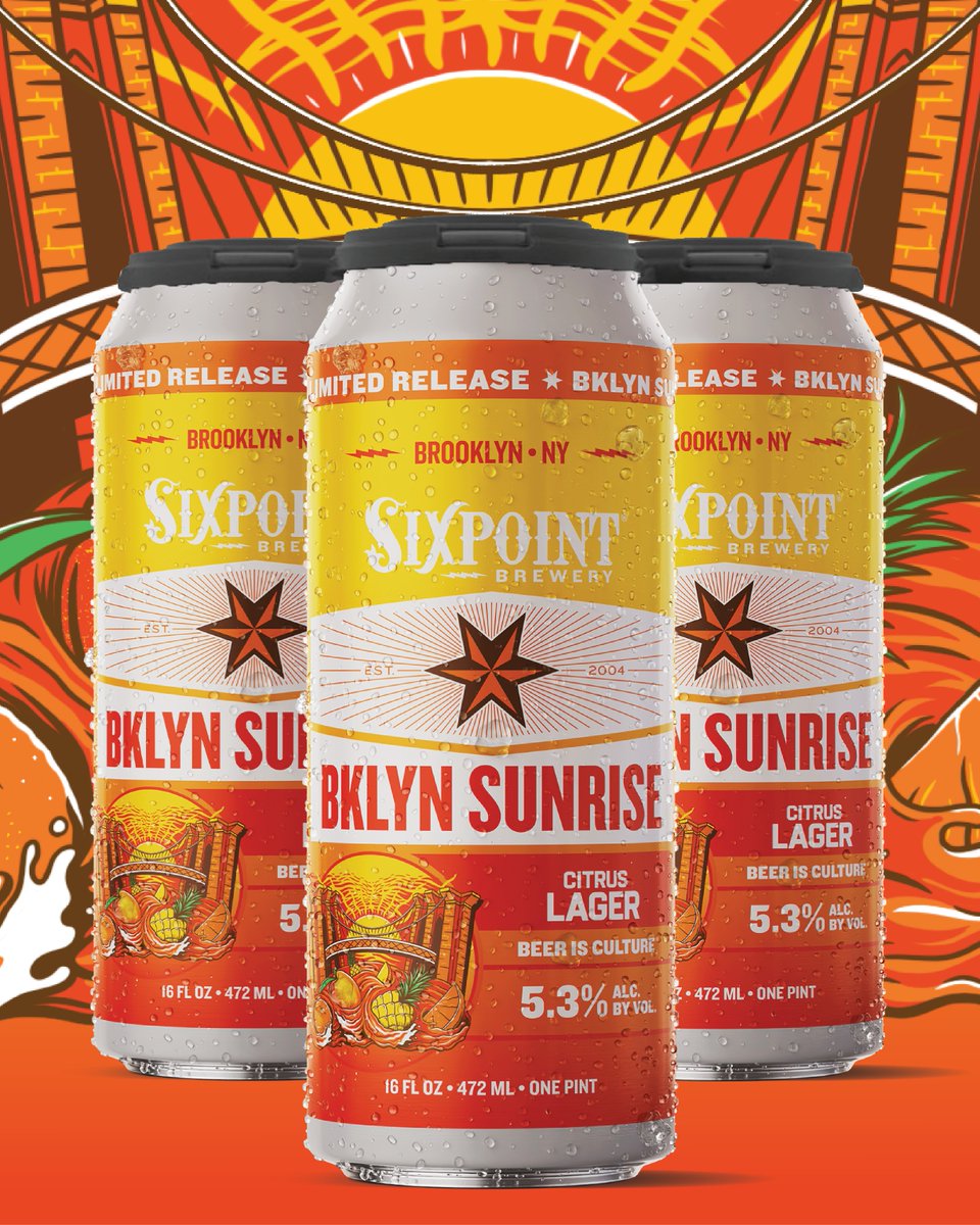 If you love BKLYN SUNNY, we want to introduce you to the new kid on the block. BKLYN SUNRISE is a 5.3% fruited lager with notes of mango, orange, and pineapple. Tropical and easy-going, this is one you'll want to enjoy in the sun. BKLYN SUNRISE is a taproom exclusive.