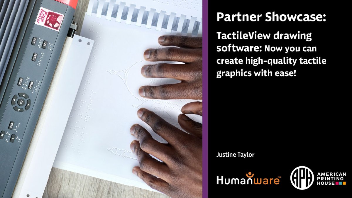 APHfortheBlind's tweet photo. Have you heard the news? TactileView is now included when you purchase a new PageBlaster embosser! Explore TactileView, the leading tactile creation suite, with us on 4/9 at 3 PM (ET) during our free Partner Showcase webinar! Register: https://t.co/lWfpUFWi0w https://t.co/hRF3CD3zCM