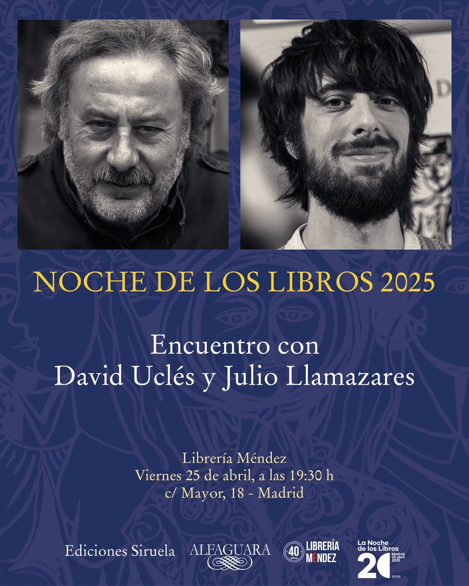 Librería Méndez (@mendezlibreria) on Twitter photo El viernes 25 de abril presentamos “La península de las casas vacías” .
<a href="/daviducles_/">David Uclés</a> y Julio Llamazares conversarán sobre el gran acontecimiento literario.
<a href="/edicionesiruela/">Siruela</a> <a href="/AlfaguaraES/">Alfaguara</a> <a href="/lanochelibros/">LaNochedelosLibros</a> El viernes 25 de abril presentamos “La península de las casas vacías” .
<a href="/daviducles_/">David Uclés</a> y Julio Llamazares conversarán sobre el gran acontecimiento literario.
<a href="/edicionesiruela/">Siruela</a> <a href="/AlfaguaraES/">Alfaguara</a> <a href="/lanochelibros/">LaNochedelosLibros</a>