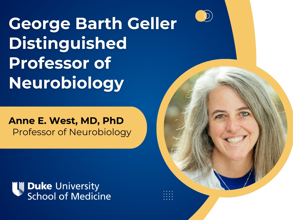Mary E. Klotman, MD (@maryeklotman) on Twitter photo Celebrating Dr. Anne West, Professor of Neurobiology, for being named the George Barth Geller Distinguished Professor of Neurobiology. Congrats!
<a href="/DukeNeuro/">Duke Neurobiology</a> Celebrating Dr. Anne West, Professor of Neurobiology, for being named the George Barth Geller Distinguished Professor of Neurobiology. Congrats!
<a href="/DukeNeuro/">Duke Neurobiology</a>