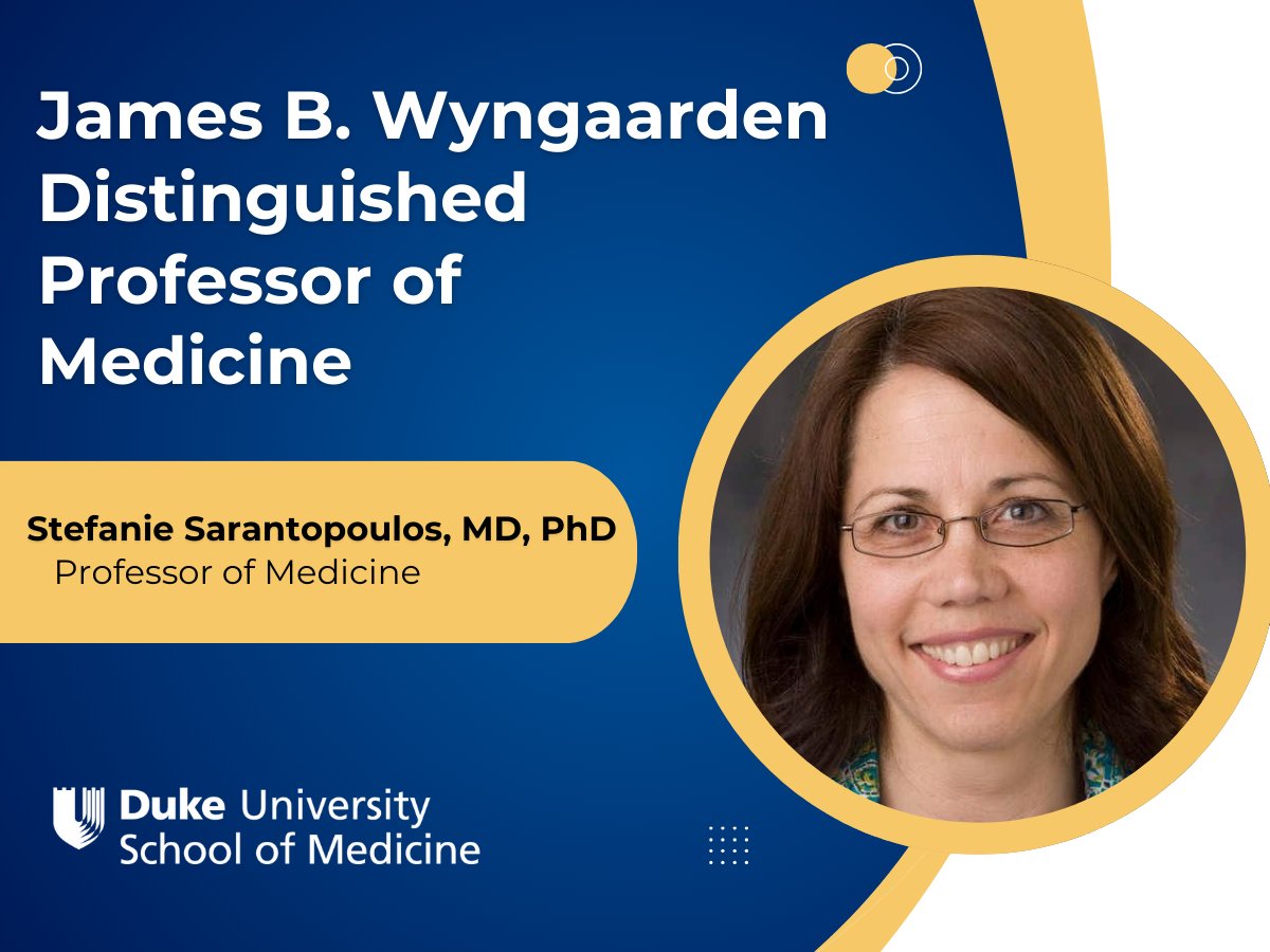 Mary E. Klotman, MD (@maryeklotman) on Twitter photo Kudos to Dr. Stefanie Sarantopoulos, Professor of Medicine, for being honored as the James B. Wyngaarden Distinguished Professor of Medicine.
<a href="/dukemedicine/">Duke Department of Medicine</a> Kudos to Dr. Stefanie Sarantopoulos, Professor of Medicine, for being honored as the James B. Wyngaarden Distinguished Professor of Medicine.
<a href="/dukemedicine/">Duke Department of Medicine</a>