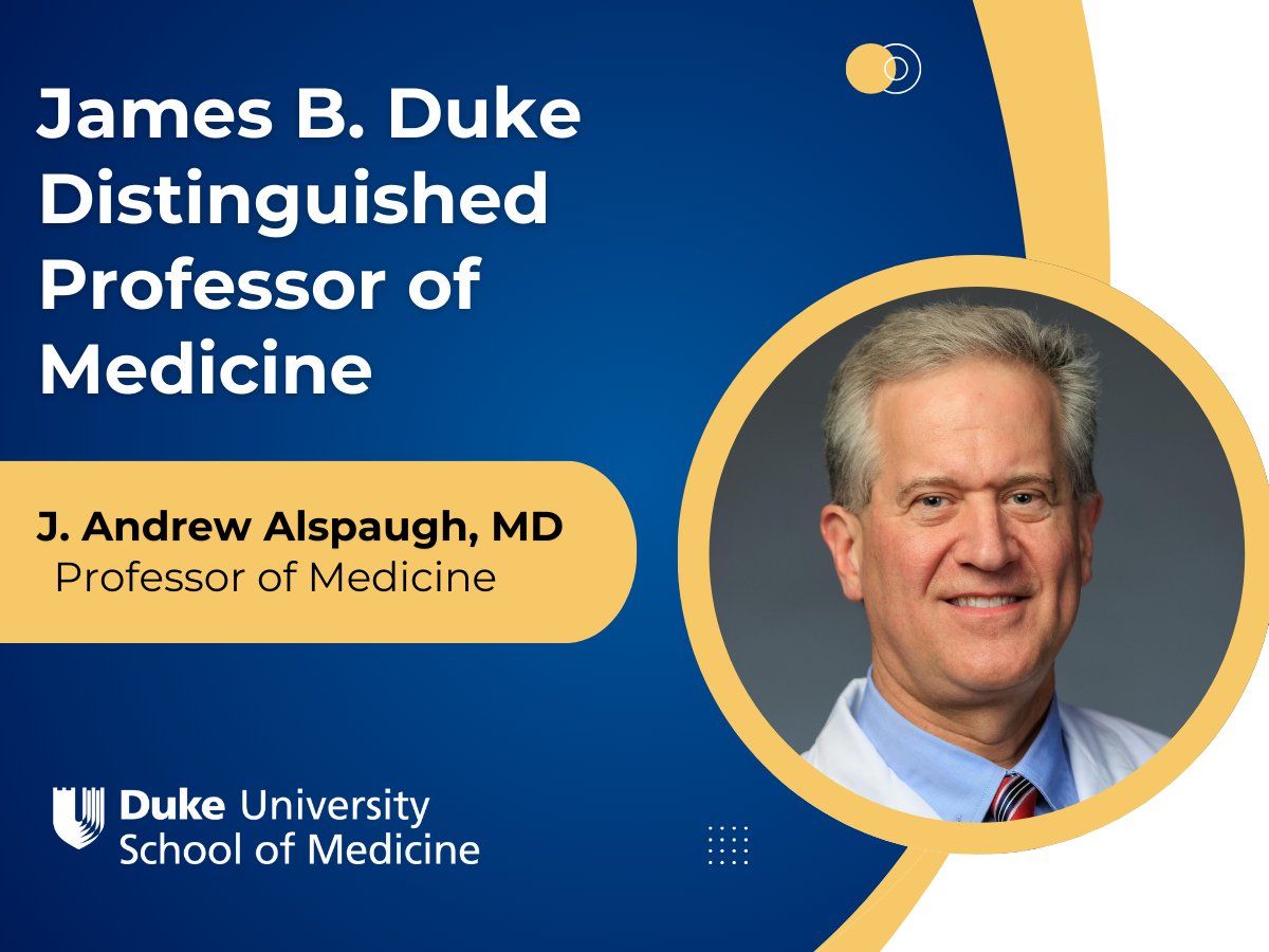 Mary E. Klotman, MD (@maryeklotman) on Twitter photo Congratulations to Dr. J. Andrew Alspaugh, Professor of Medicine, on being named the James B. Duke Distinguished Professor of Medicine!
<a href="/dukemedicine/">Duke Department of Medicine</a> Congratulations to Dr. J. Andrew Alspaugh, Professor of Medicine, on being named the James B. Duke Distinguished Professor of Medicine!
<a href="/dukemedicine/">Duke Department of Medicine</a>