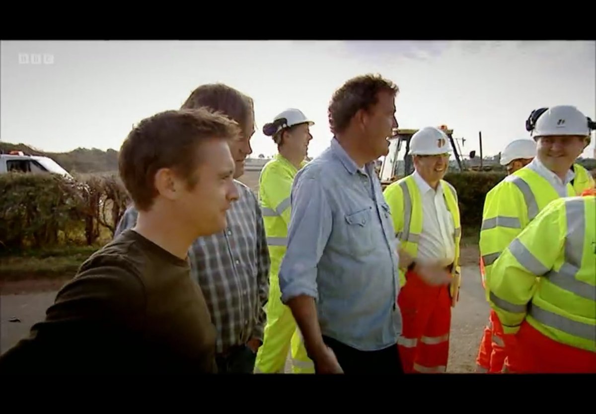 Can we start now?

Not until you're suited and booted, I'm afraid.

Well, we're dressed.

Can't see my genitals.

#TopGear