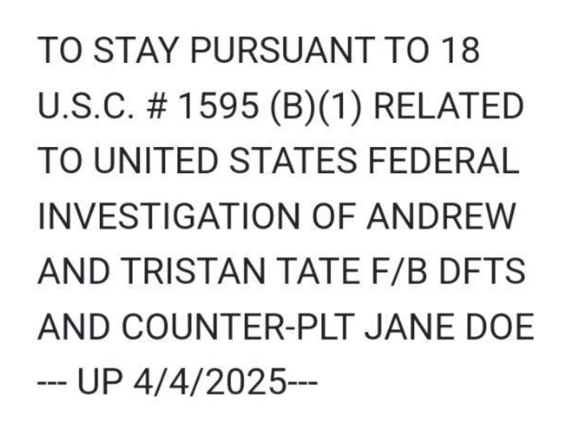 CrayonMurders's tweet photo. 🚨🇺��� BREAKING:  The Tate brothers are now under Federal investigation in the USA.

The investigation is being handled by the DOJ’s Southern District of New York.

I don’t have any additional details at this time regarding what offenses they’re being investigated for.